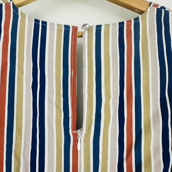 Cotton Bleu Multi Flutter Sleeve Striped Scarf Print V-neck Keyhole Maxi Dress S - Picture 10 of 13